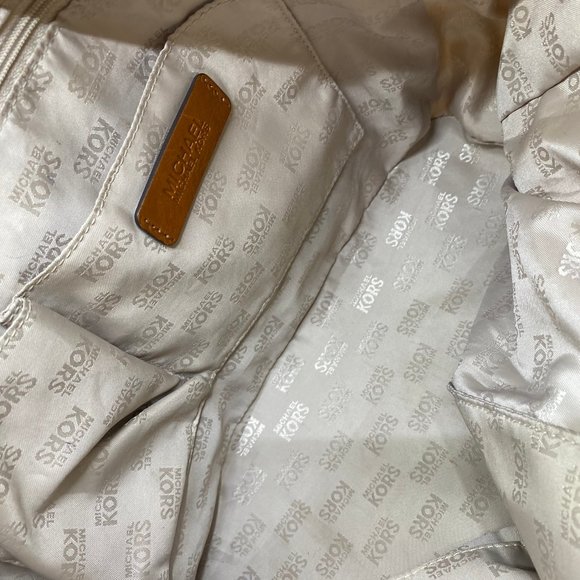 Michael Kors XL Yellow/White Canvas Fabric Handbag - Picture 12 of 14